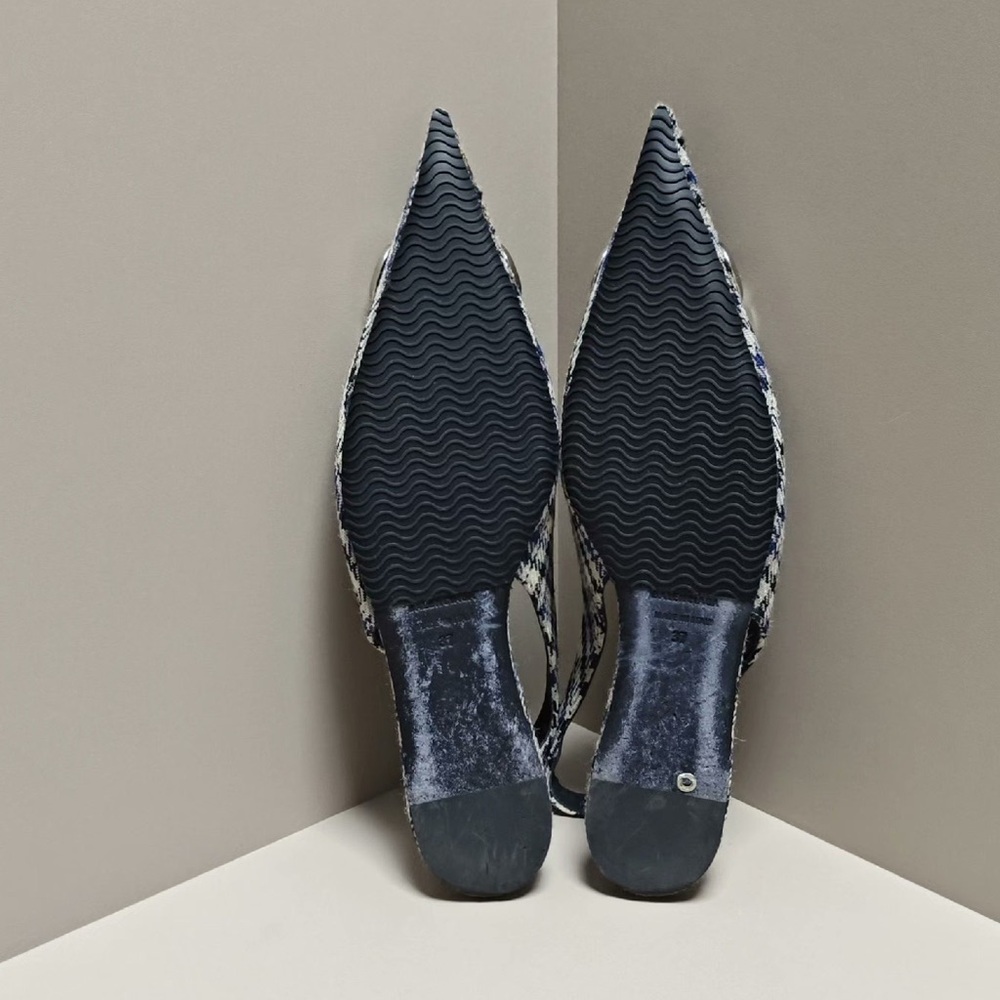 Authentic Balenciaga Women's Houndstooth Slingback Flats - Black and White - Picture 5 of 5
